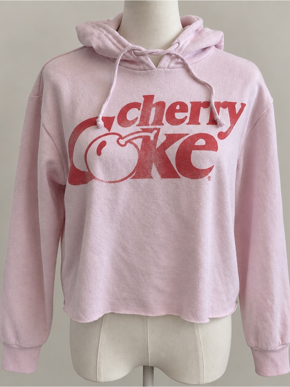 Cherry Coke Coca Cola Cropped Hoodie Women’s XS Pink Y2K Graphic